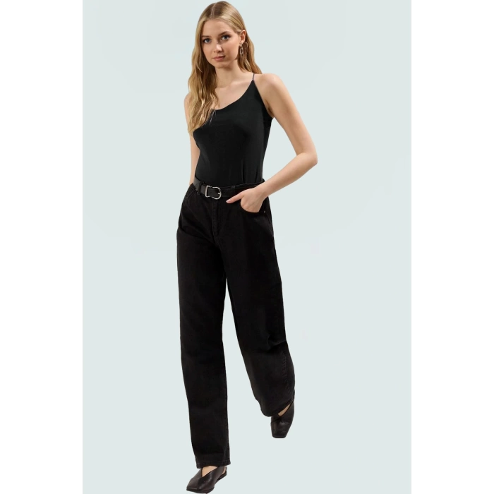 Fitted Vücuda Oturan Kolsuz Bluz Esnek Örme Havuz Yaka Günlük Modern Stil Rahat Kullanım