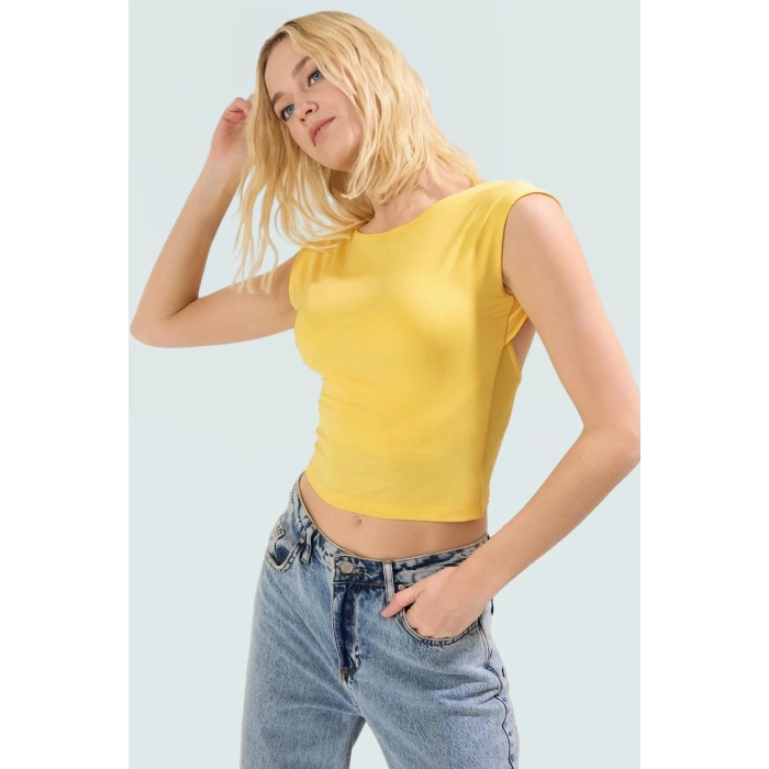 Fitted Vücuda Oturan Kolsuz Örme Bluz Yazlık Rahat Günlük Stil Dayanıklı Malzeme Seçkin