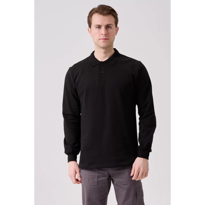 Galanthus Polo Sweat Erkek Uzun Kollu Pamuklu Sweatshirt İş ve Günlük Kullanım İçin