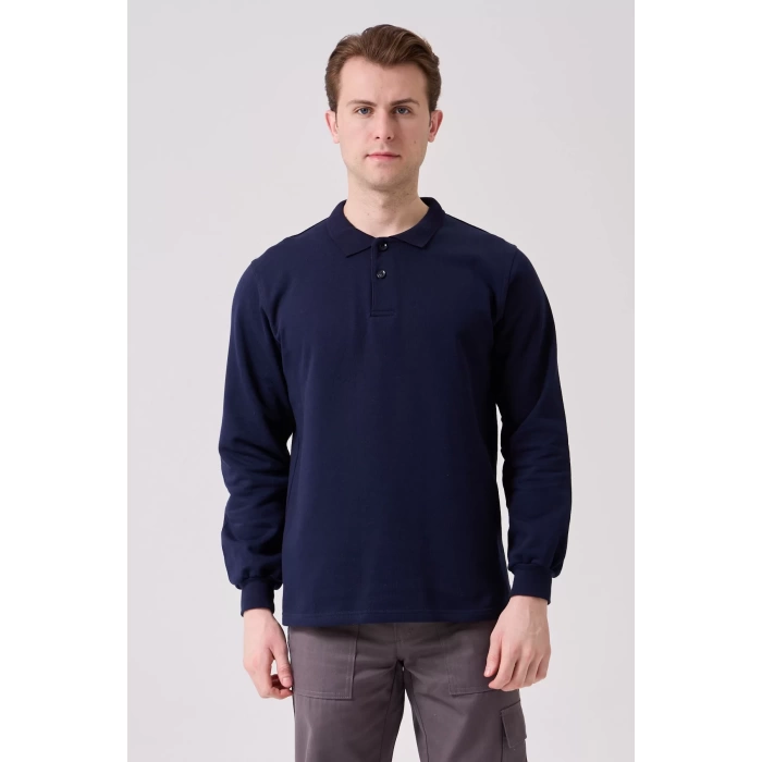 Galanthus Polo Sweat Erkek Uzun Kollu Pamuklu Sweatshirt İş ve Günlük Kullanım İçin