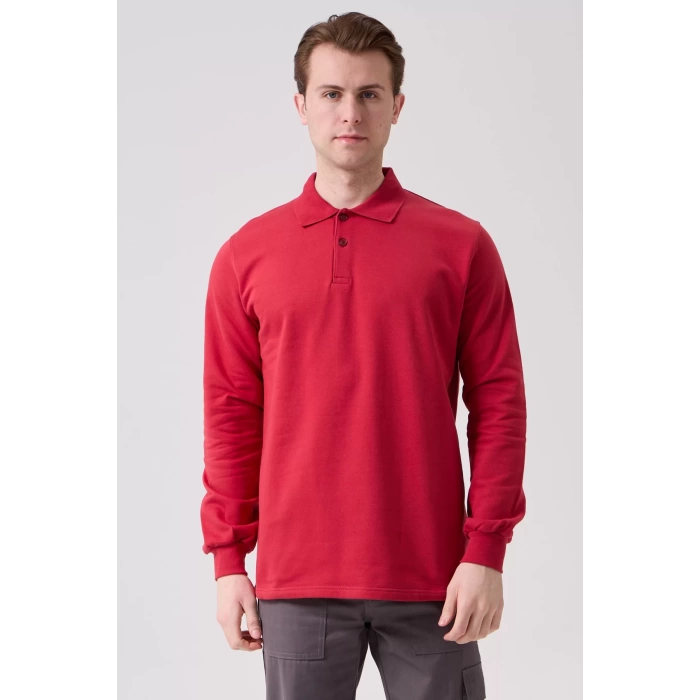 Galanthus Polo Sweat Erkek Uzun Kollu Pamuklu Sweatshirt İş ve Günlük Kullanım İçin