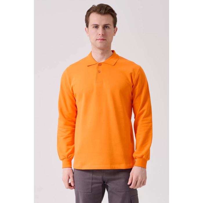 Galanthus Polo Sweat Erkek Uzun Kollu Pamuklu Sweatshirt İş ve Günlük Kullanım İçin