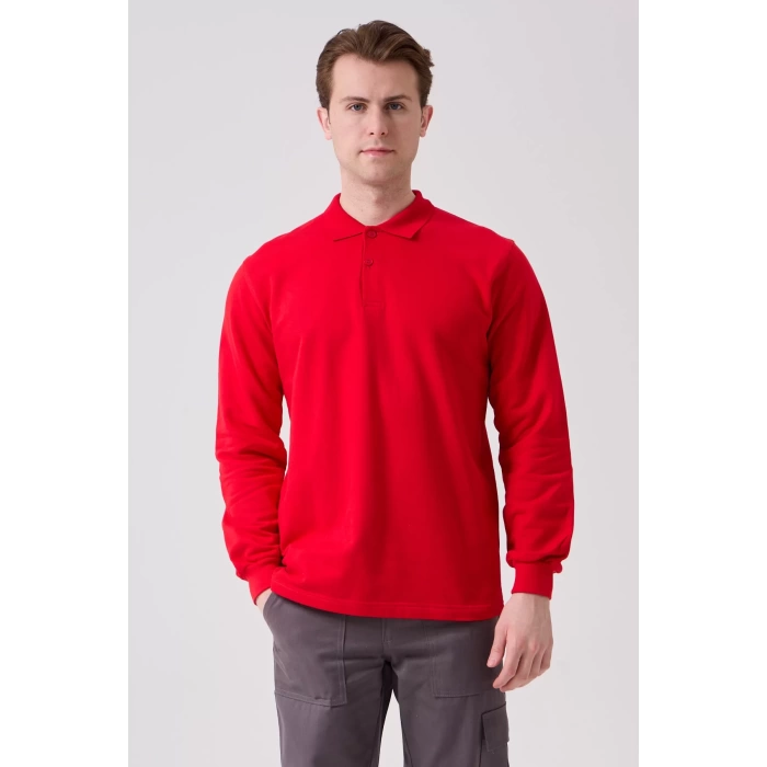 Galanthus Polo Sweat Erkek Uzun Kollu Pamuklu Sweatshirt İş ve Günlük Kullanım İçin