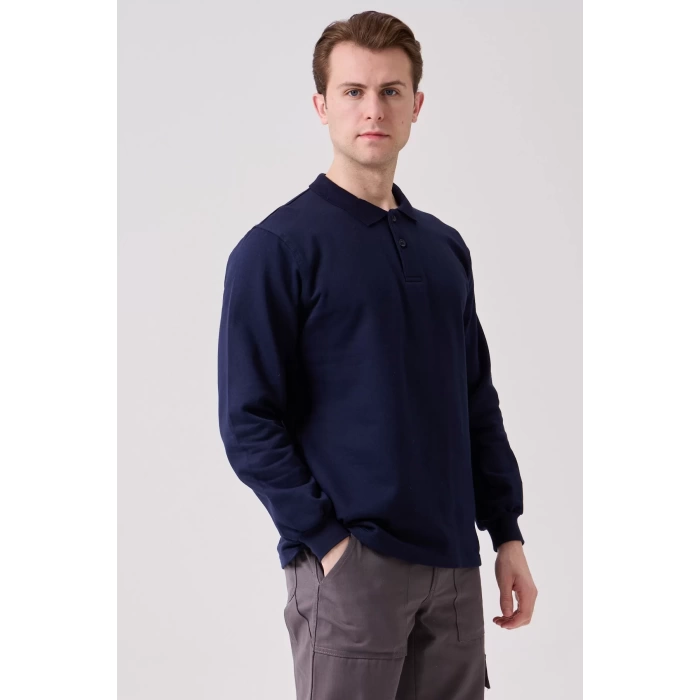 Galanthus Polo Sweat Erkek Uzun Kollu Pamuklu Sweatshirt İş ve Günlük Kullanım İçin