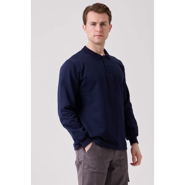 Galanthus Polo Sweat Erkek Uzun Kollu Pamuklu Sweatshirt İş Ve Günlük Kullanım İçin