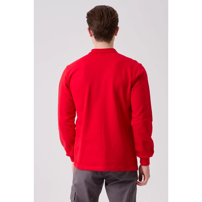 Galanthus Polo Sweat Erkek Uzun Kollu Pamuklu Sweatshirt İş ve Günlük Kullanım İçin