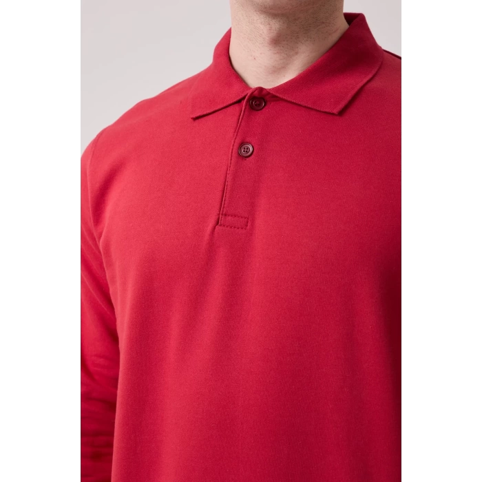 Galanthus Polo Sweat Erkek Uzun Kollu Pamuklu Sweatshirt İş ve Günlük Kullanım İçin