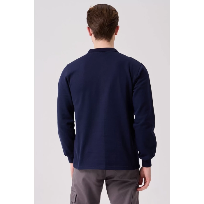 Galanthus Polo Sweat Erkek Uzun Kollu Pamuklu Sweatshirt İş ve Günlük Kullanım İçin