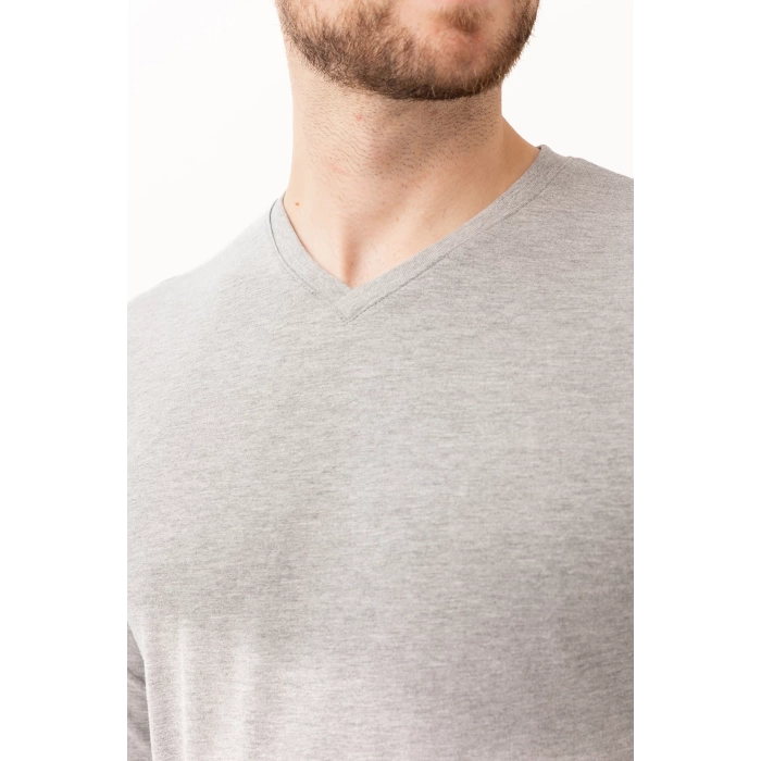 Gaura V Yaka Uzun Kollu T-shirt - Pamuklu, Nefes Alabilir, Rahat Kesim, Günlük Ve İş Kullanımı İçin