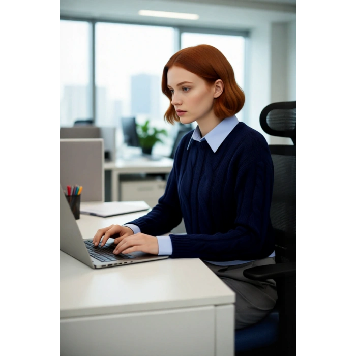 Genç Kadın Casual Tarz Triko Kazak Regular Kalıp Saç Örgü Desenli Kışlık Düşük Kol Detaylı