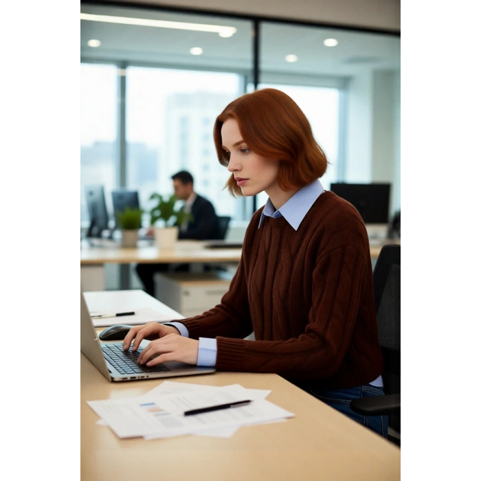 Genç Kadın Casual Tarz Triko Kazak Regular Kalıp Saç Örgü Desenli Kışlık Düşük Kol Detaylı