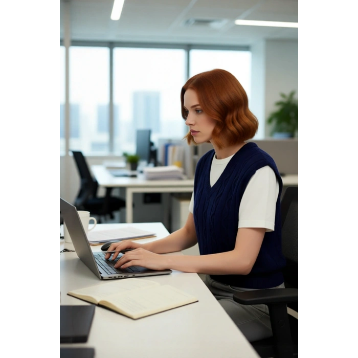 Genç Kadın Regular Kalıp Crop V Yaka Saç Örgü Kolsuz Triko Süveter İlkbahar Sonbahar Kombini