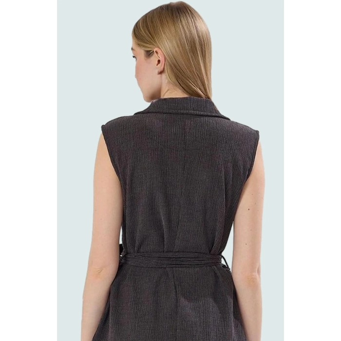 Geniş Paça Kolsuz Yelekli Pantolon Takım Örme Kumaş Günlük Stil Premium Kalite