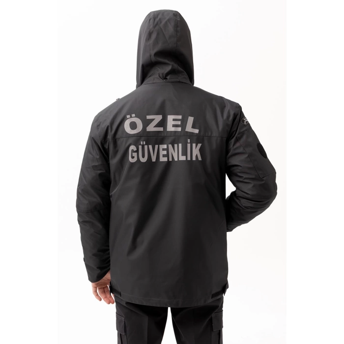 Güvenlik Kıyafeti Km Kaban Soğuk Havalara Dayanıklı Reflektörlü Kışlık Mont Modeli
