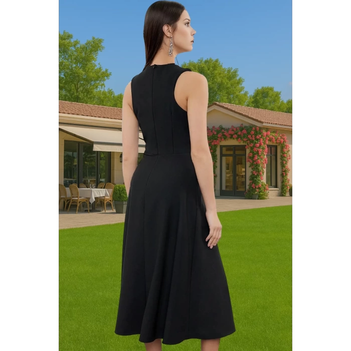 Halter Yaka Taş Detaylı Polyester Abiye Elbise Trend Tasarım Kaliteli İşçilik Özenle Seçilmiş