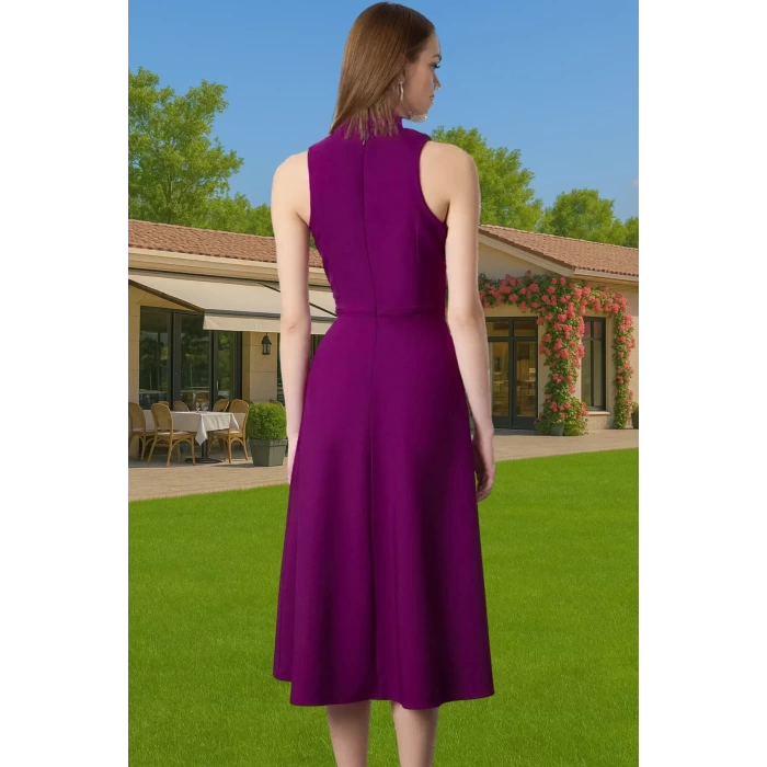Halter Yaka Taş Detaylı Polyester Abiye Elbise Trend Tasarım Kaliteli İşçilik Özenle Seçilmiş