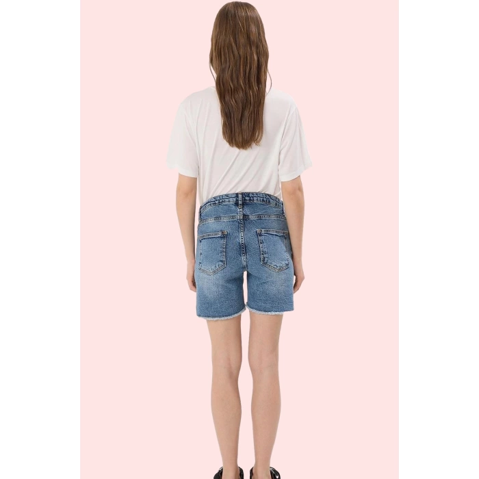 Hamile Kadın Denim Şort Yüksek Bel Geniş Paça Regular Boy Günlük Yaz Aylarının Vazgeçilmezi
