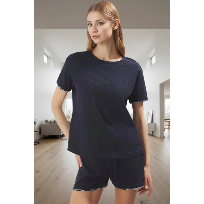 Homewear Pijama Takımı Kısa Kollu Waffle Kumaş Regular Kalıp Yazlık Seçkin Malzeme