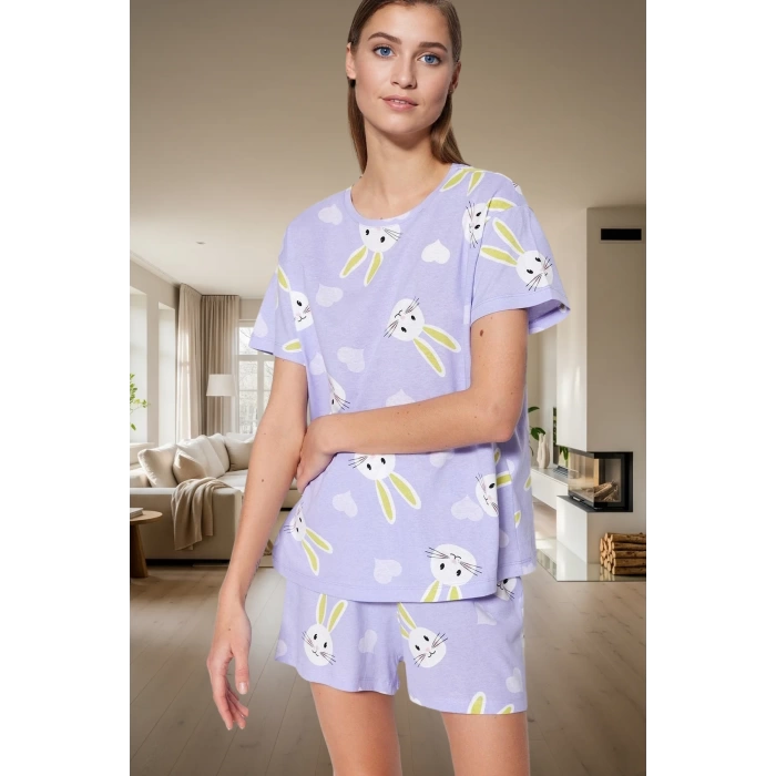 Kadın %100 Pamuklu Regular Kalıp Ayıcıklı Pijama Takımı Özenle Seçilmiş Trend Tasarım