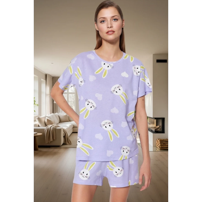 Kadın %100 Pamuklu Regular Kalıp Ayıcıklı Pijama Takımı Özenle Seçilmiş Trend Tasarım