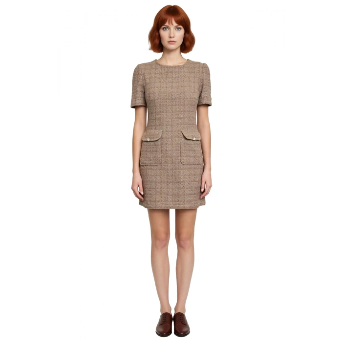 Kadın A Kesim %100 Pamuk Dokuma Mini Elbise Bisiklet Yaka Günlük ve Şık Kombinler İçin Kaliteli