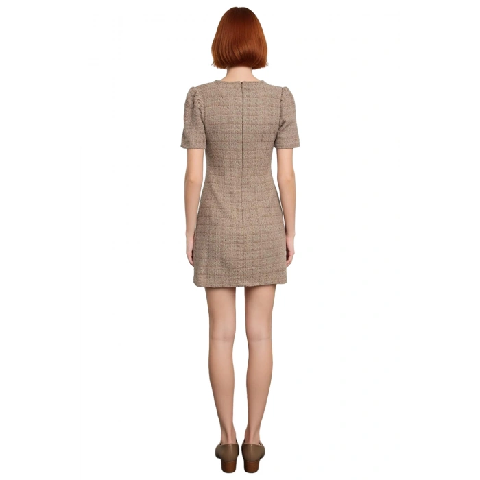 Kadın A Kesim %100 Pamuk Dokuma Mini Elbise Bisiklet Yaka Günlük ve Şık Kombinler İçin Kaliteli