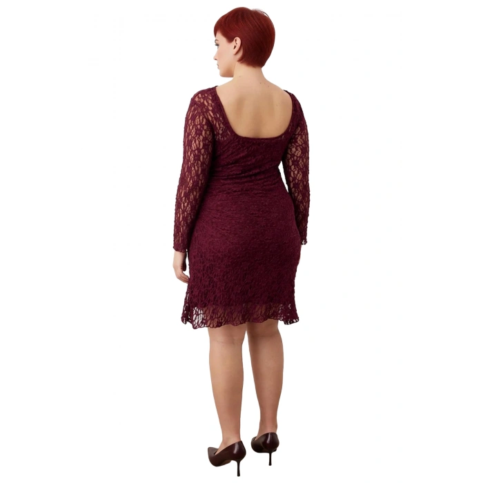 Kadın A Kesim Dantel Örme Uzun Kollu Kayık Yaka Mini Elbise Şık Davetler İçin İdeal Seçim Kaliteli