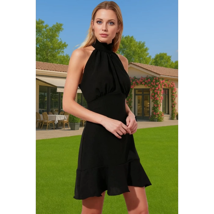 Kadın A Kesim Mini Elbise Halter Yaka Reglan Kol Polyester Dokuma Mükemmel Uyum Rahat Ve Şık