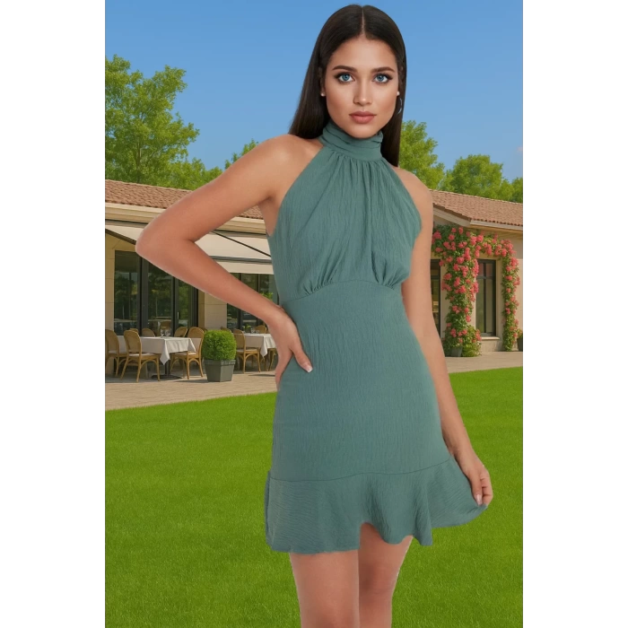 Kadın A Kesim Mini Elbise Halter Yaka Reglan Kol Polyester Dokuma Mükemmel Uyum Rahat Ve Şık