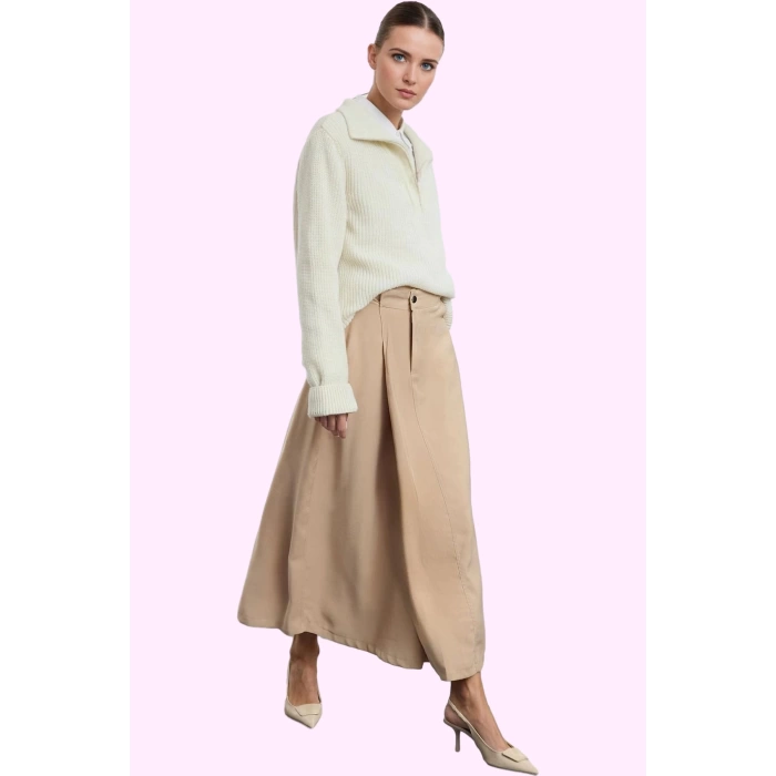 Kadın A line Gabardin Etek Maxi Boy Casual Günlük Kombinler İçin Yaz Aylarının Vazgeçilmezi