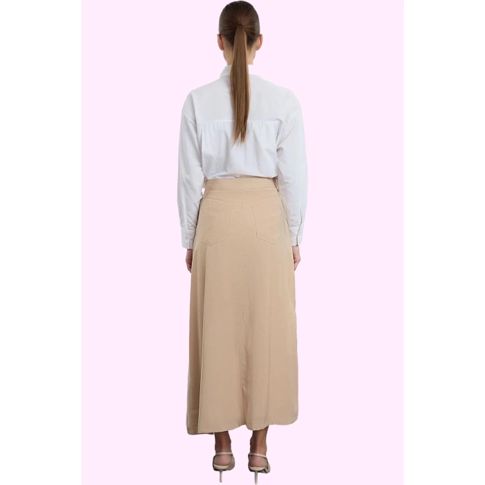 Kadın A line Gabardin Etek Maxi Boy Casual Günlük Kombinler İçin Yaz Aylarının Vazgeçilmezi
