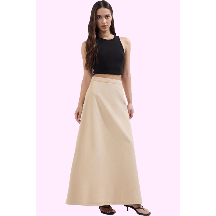 Kadın A line Maxi Denim Etek Pamuk Günlük Kullanım İçin Hafta Sonu Yaz Aylarının Vazgeçilmezi