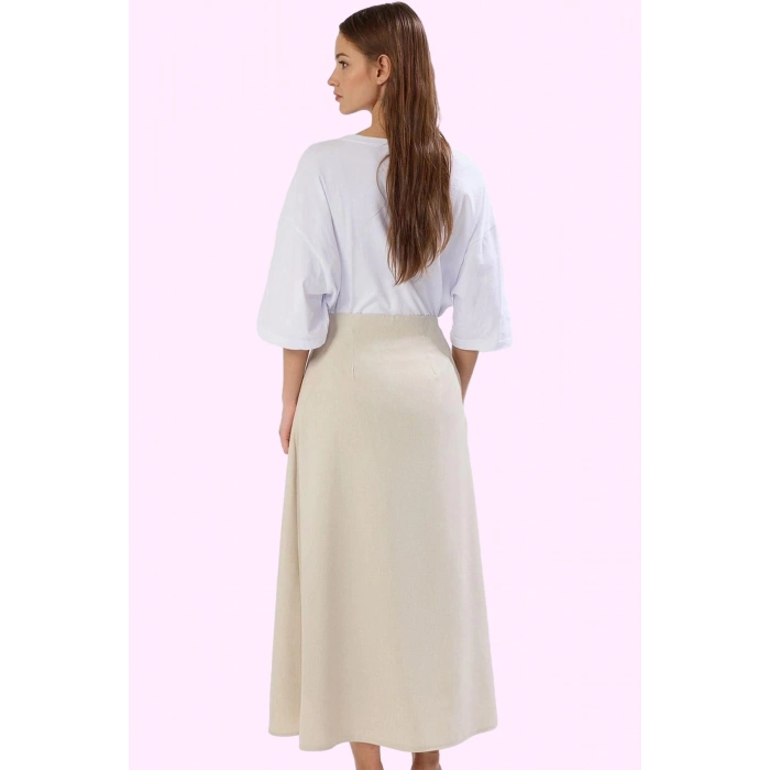 Kadın A line Maxi Etek 100% Polyester Dokuma Kumaş Ramadan Koleksiyonu Ofis Şıklığı Günlük Kullanım