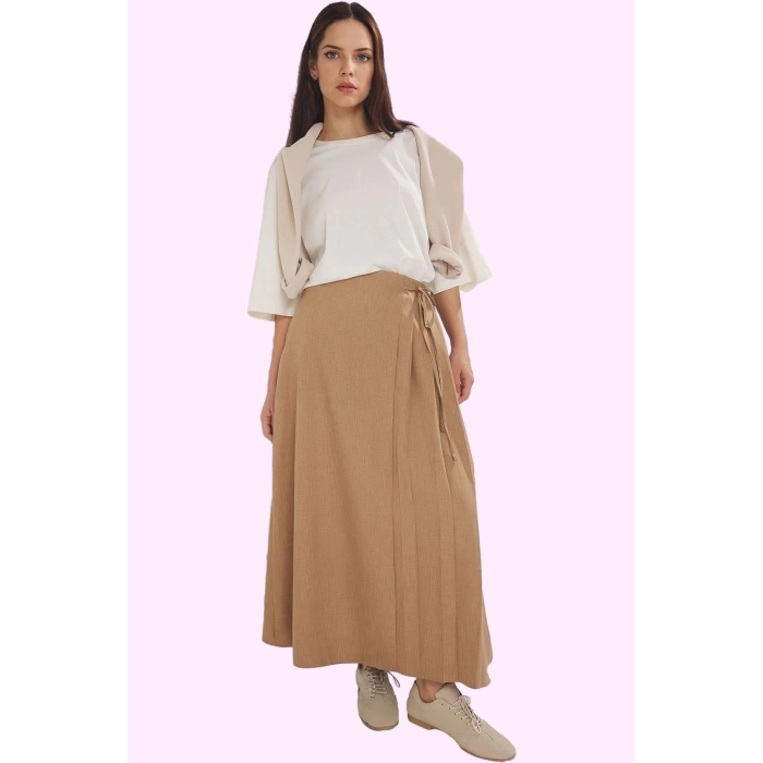 Kadın A line Maxi Etek 100% Polyester Dokuma Kumaş Ramadan Koleksiyonu Ofis Şıklığı Günlük Kullanım