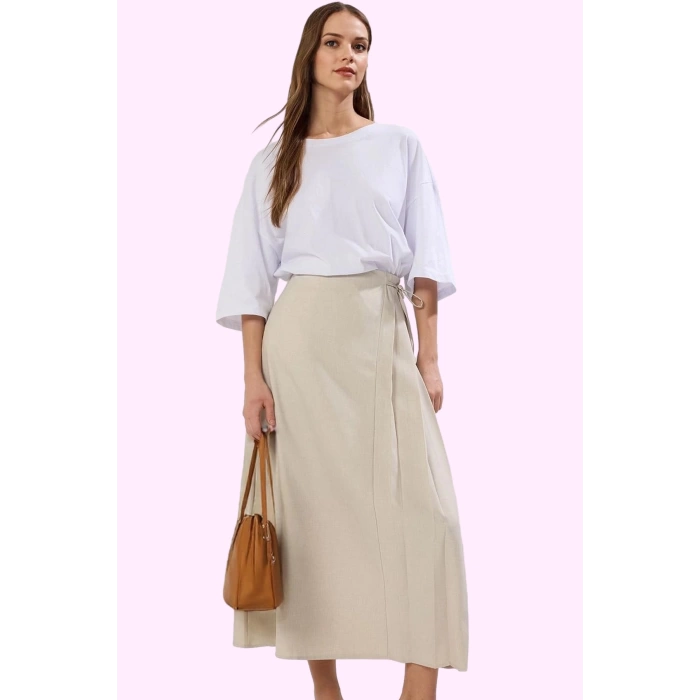Kadın A line Maxi Etek 100% Polyester Dokuma Kumaş Ramadan Koleksiyonu Ofis Şıklığı Günlük Kullanım