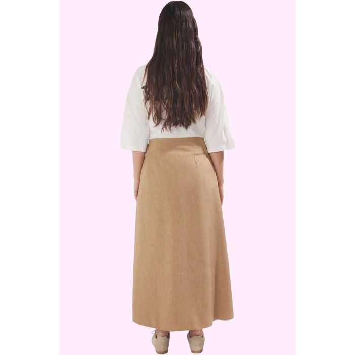 Kadın A line Maxi Etek 100% Polyester Dokuma Kumaş Ramadan Koleksiyonu Ofis Şıklığı Günlük Kullanım