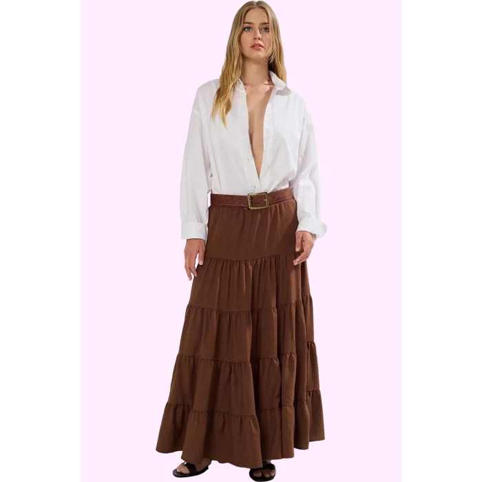 Kadın A line Maxi Etek Dokuma Kumaştan Casual Günlük Stil Hafta Sonu Yaz Aylarının Vazgeçilmezi