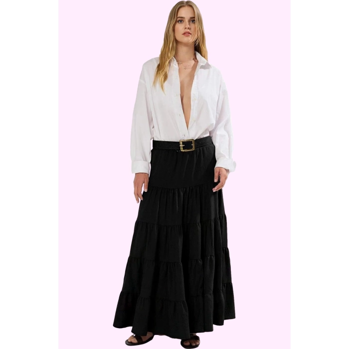 Kadın A line Maxi Etek Dokuma Kumaştan Casual Günlük Stil Hafta Sonu Yaz Aylarının Vazgeçilmezi