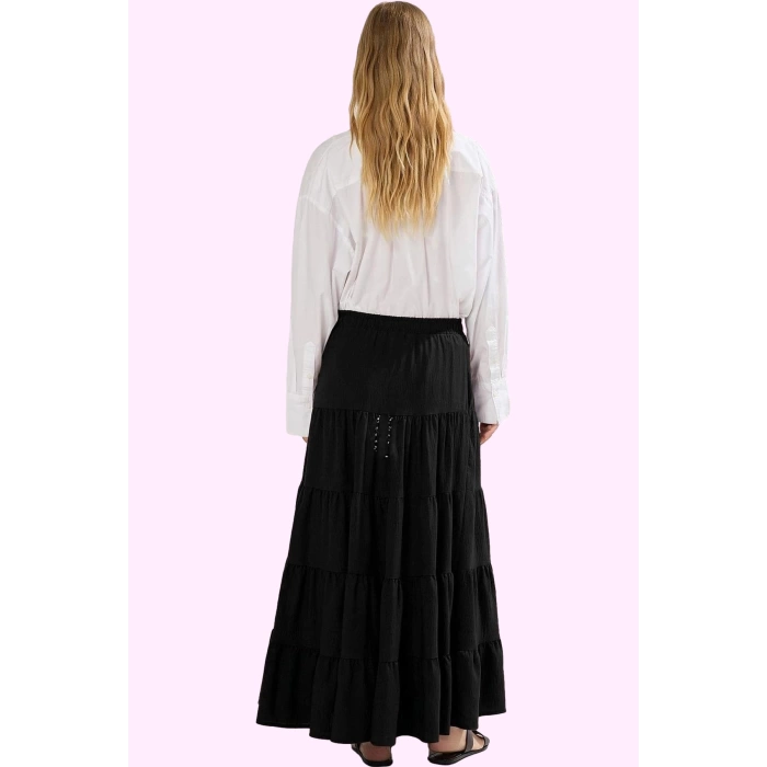 Kadın A line Maxi Etek Dokuma Kumaştan Casual Günlük Stil Hafta Sonu Yaz Aylarının Vazgeçilmezi