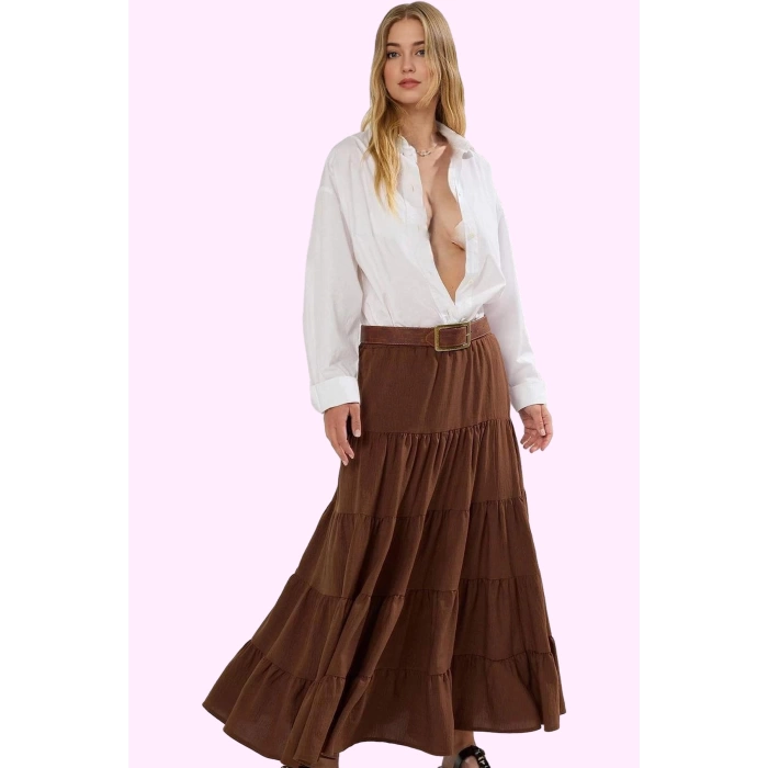 Kadın A line Maxi Etek Dokuma Kumaştan Casual Günlük Stil Hafta Sonu Yaz Aylarının Vazgeçilmezi