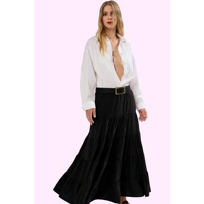 Kadın A line Maxi Etek Dokuma Kumaştan Casual Günlük Stil Hafta Sonu Yaz Aylarının Vazgeçilmezi