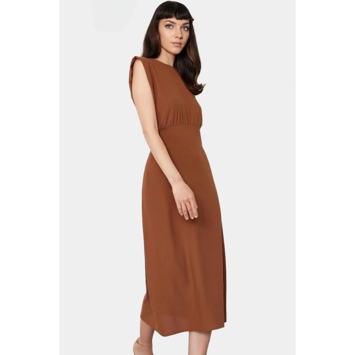 Kadın A line Midi Boy Polyester Dokuma Elbise Yaz Mevsimi İçin Yüksek Kalite Konforlu Kesim