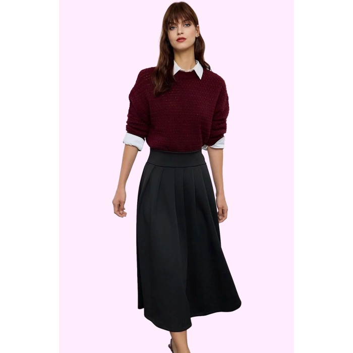Kadın A Line Midi Etek Günlük Casual Stil Yüksek Bel Hafta Sonu Yaz Aylarının Vazgeçilmezi