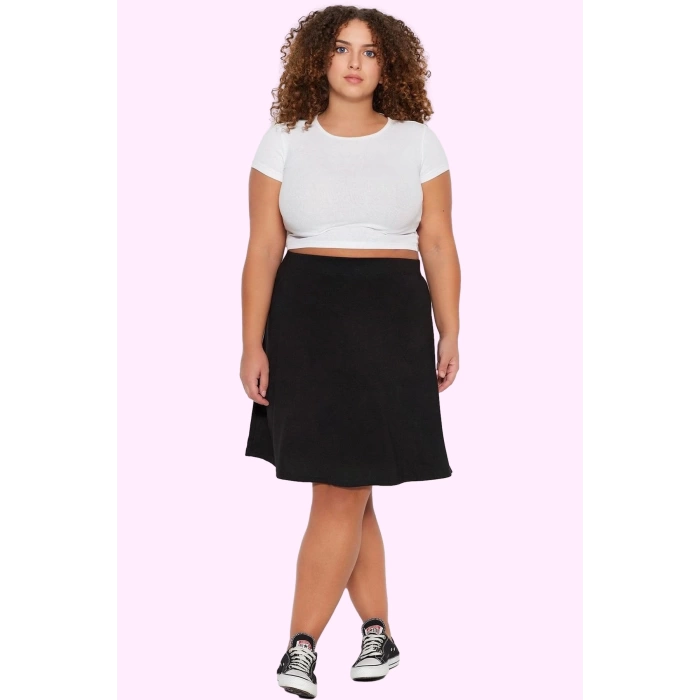 Kadın A line Mini Etek Viskoz Polyester Elastan Lastikli Belli Rahat Günlük Modern Tasarım