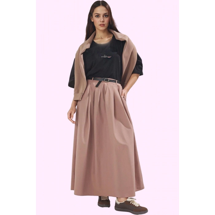 Kadın A line Terrycotton Dokuma Maxi Etek Rahat Günlük Stil Hafta Sonu Yaz Aylarının Vazgeçilmezi
