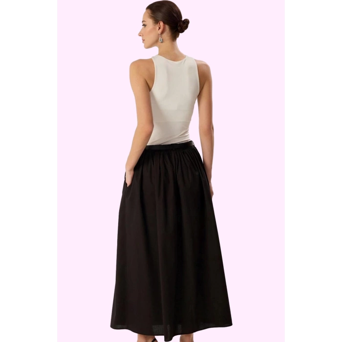 Kadın A line Terrycotton Dokuma Maxi Etek Rahat Günlük Stil Hafta Sonu Yaz Aylarının Vazgeçilmezi