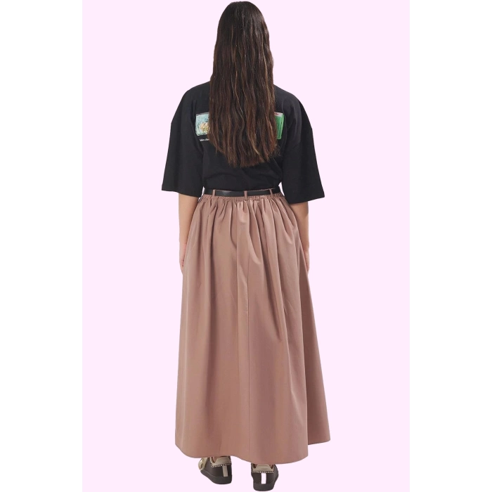 Kadın A line Terrycotton Dokuma Maxi Etek Rahat Günlük Stil Hafta Sonu Yaz Aylarının Vazgeçilmezi