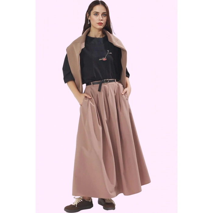 Kadın A line Terrycotton Dokuma Maxi Etek Rahat Günlük Stil Hafta Sonu Yaz Aylarının Vazgeçilmezi