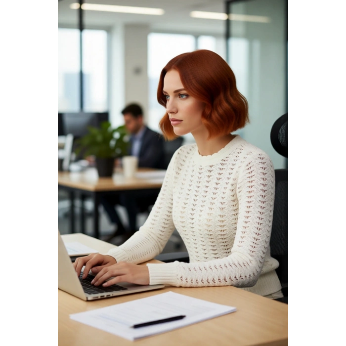 Kadın Ajurlu Fitted Bisiklet Yaka Büzgülü Kollu İnce Triko Kazak İlkbahar Sonbahar Şıklığına Özel