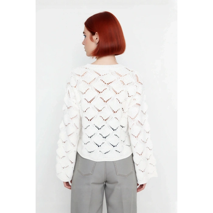 Kadın Ajurlu Oversize Bisiklet Yaka Triko Kazak Modern ve Rahat Stil İçin Kışlık Seçim Kaliteli